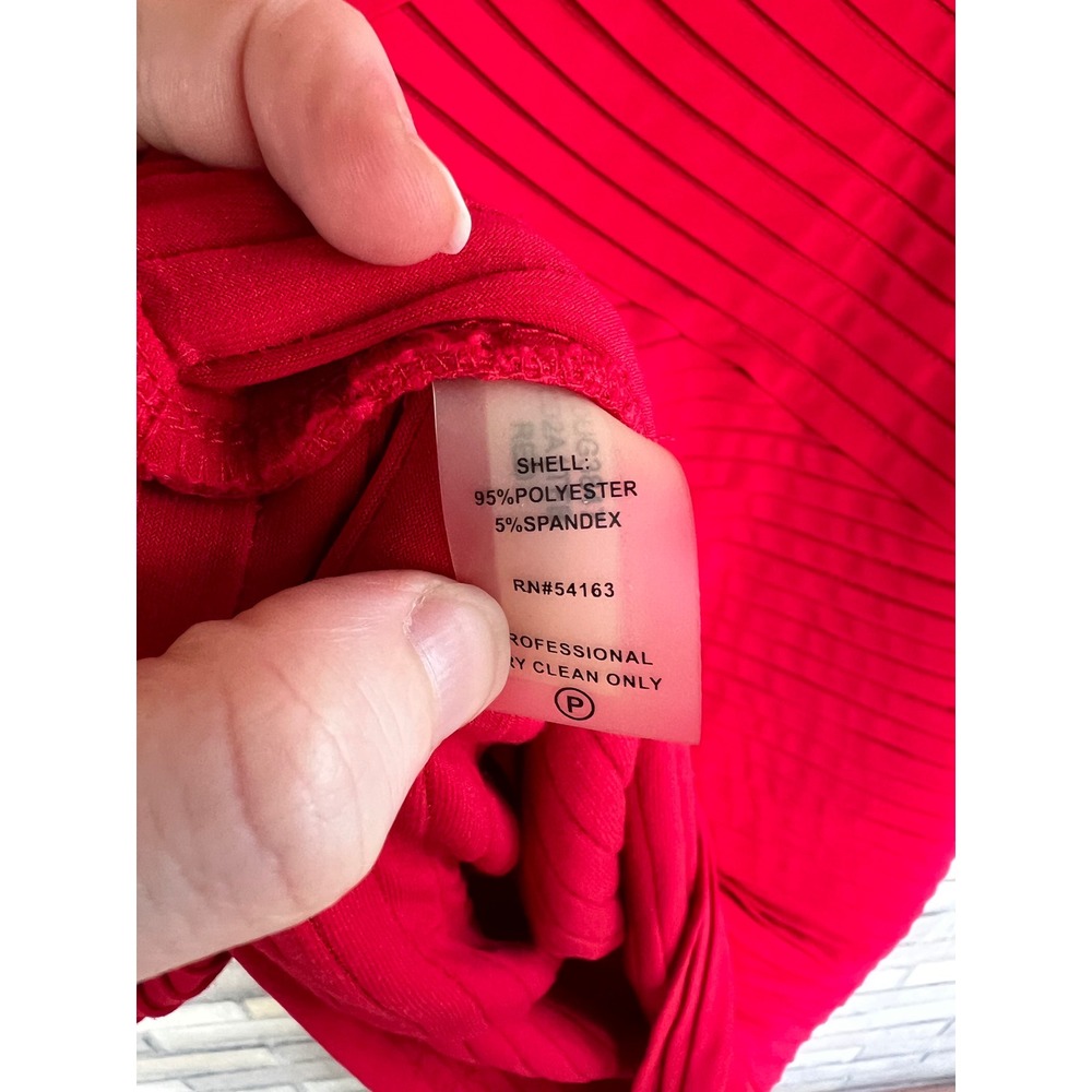 Calvin Klein Red Textured Bandage Sleeveless V-Neck Fitted Dress Size 12 - Picture 3 of 5